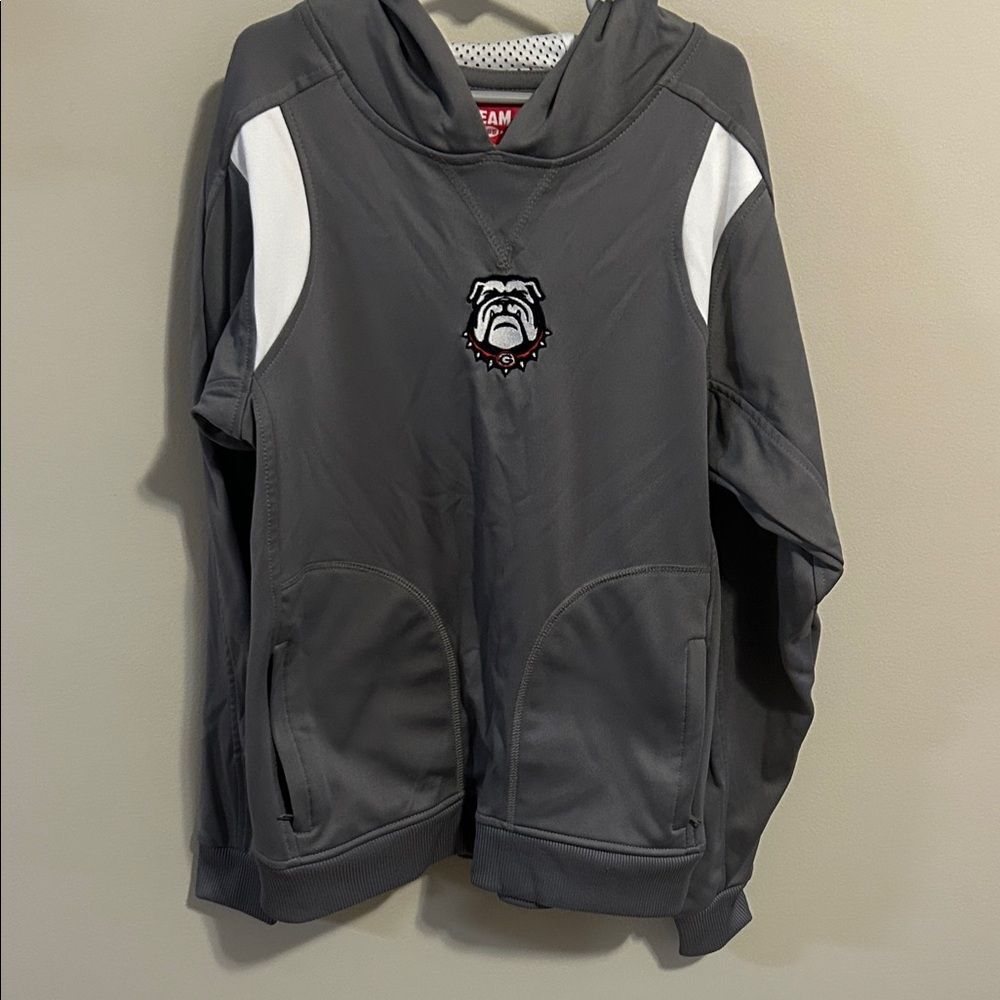 Georgia Bulldogs Youth Embroidered Hoodie Zip Pockets. Size Youth Large